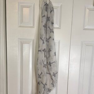 White Scarf with Black Cross Pattern